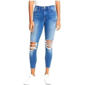 Frame Denim Le High Skinny Crop Jeans Distressed in Gaby Wash SIZE 25